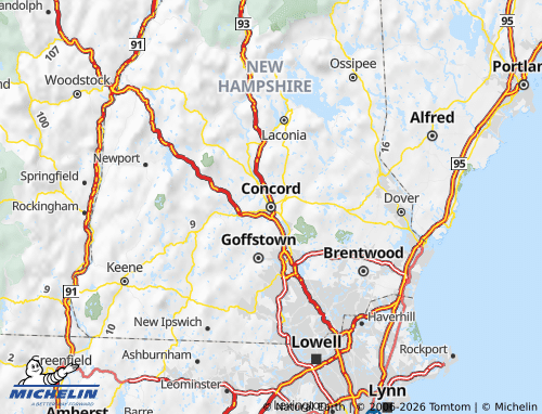 Kaart MICHELIN New Hampshire - ViaMichelin