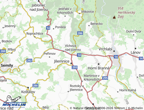 Kaart MICHELIN Hrabačov - ViaMichelin