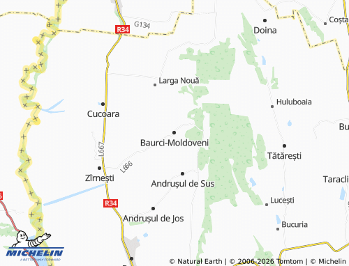 Mappa MICHELIN Baurci-Moldoveni - ViaMichelin
