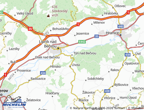 Mappa MICHELIN Týn nad Bečvou - ViaMichelin