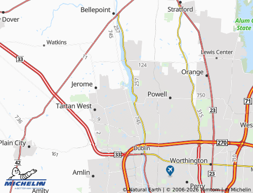 Mappa MICHELIN Shawnee Hills - ViaMichelin
