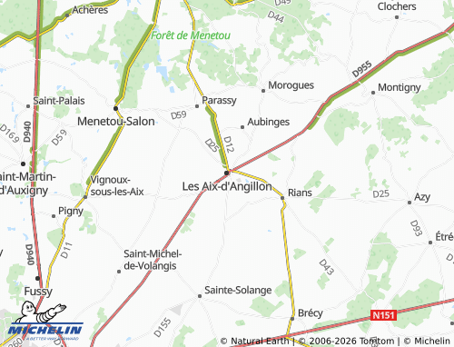 Mapa MICHELIN Les Aix-d'Angillon - ViaMichelin