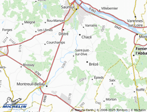 MICHELIN Saint-Just-sur-Dive map - ViaMichelin