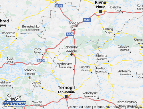 Mapa MICHELIN Kremenetskyi raion - ViaMichelin