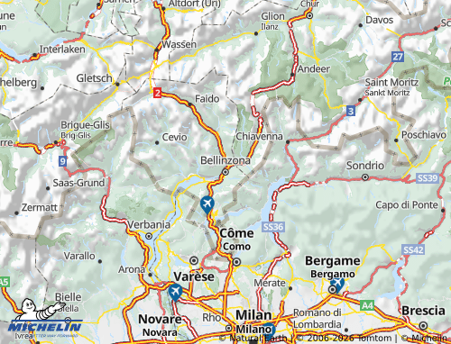 Mapa MICHELIN Ticino - ViaMichelin