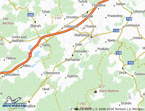 Mappa MICHELIN Komárov - ViaMichelin