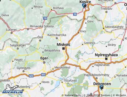 MICHELIN-Landkarte Borschod-Abaujwar-Semplin - ViaMichelin