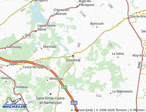 Mappa MICHELIN Sissonne - ViaMichelin