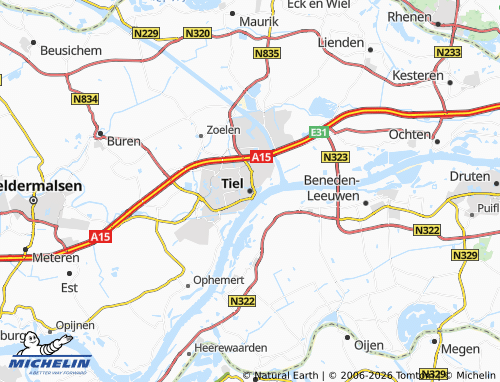 Carte MICHELIN Tiel - ViaMichelin