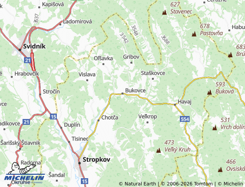 MICHELIN-Landkarte Bukovce - ViaMichelin
