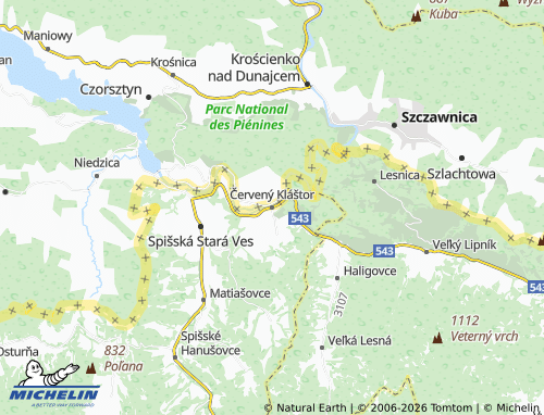 MICHELIN-Landkarte Červený Kláštor - ViaMichelin
