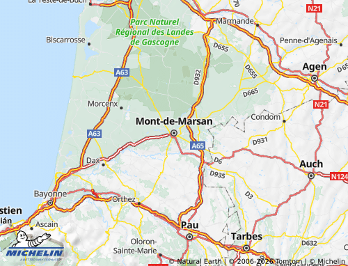 Kaart MICHELIN Landes - ViaMichelin