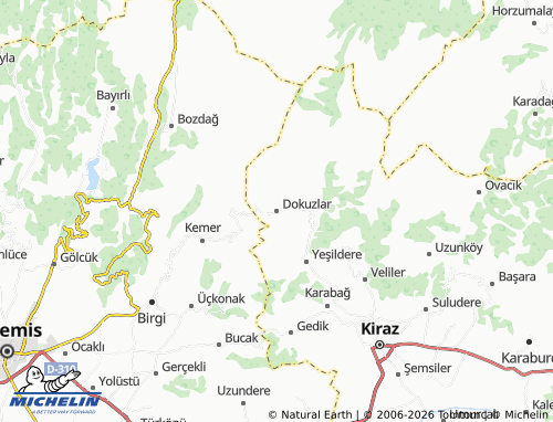 MICHELIN Dokuzlar map - ViaMichelin