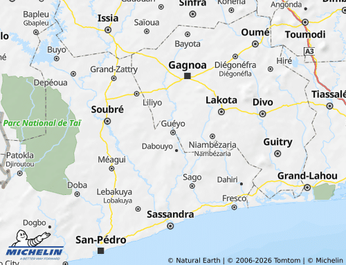 Mapa MICHELIN Guéyo - ViaMichelin