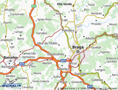 Mapa MICHELIN Mire de Tibães - ViaMichelin