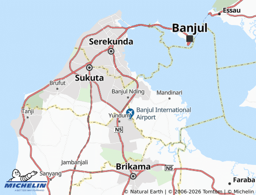 Mapa MICHELIN Banjul Nding - ViaMichelin