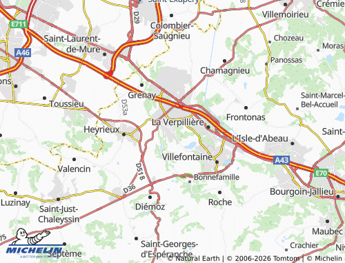 Carte MICHELIN Saint-Quentin-Fallavier - ViaMichelin