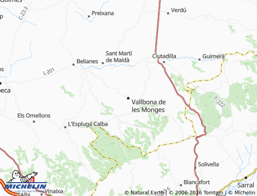 MICHELIN-Landkarte Vallbona de les Monges - ViaMichelin