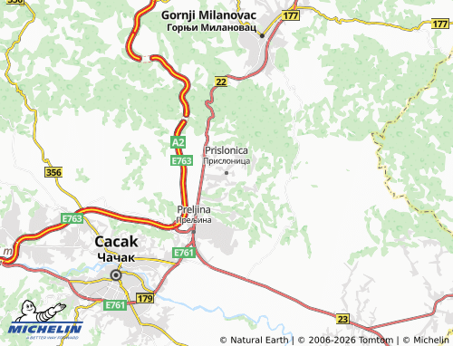 Kaart MICHELIN Prislonica - ViaMichelin