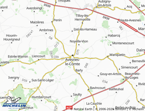 MICHELIN Avesnes-le-Comte map - ViaMichelin