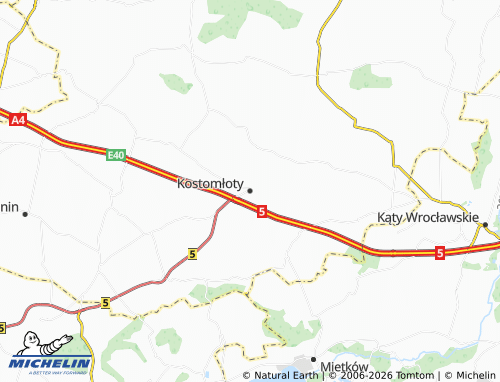 MICHELIN Kostomłoty map - ViaMichelin