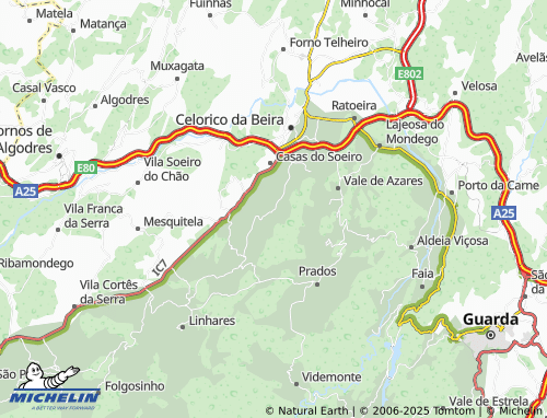 MICHELIN-Landkarte Vide entre Vinhas - ViaMichelin