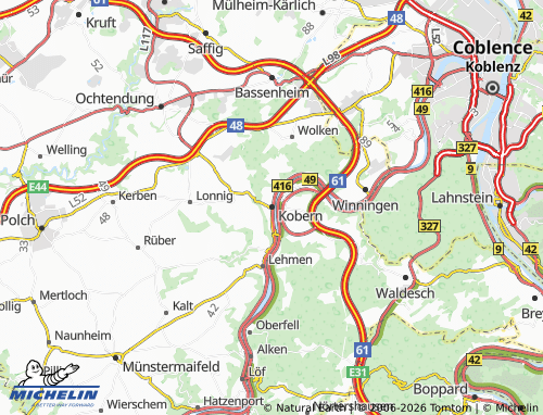 MICHELIN Kobern-Gondorf map - ViaMichelin