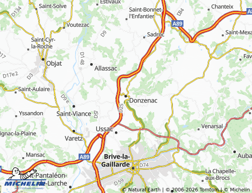 Kaart MICHELIN Donzenac - ViaMichelin
