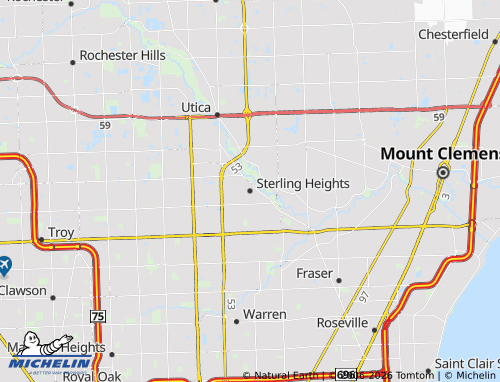 Kaart MICHELIN Sterling Heights - ViaMichelin
