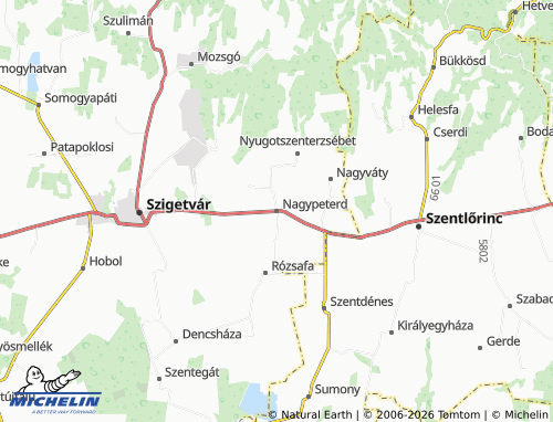 MICHELIN-Landkarte Nagypeterd - ViaMichelin