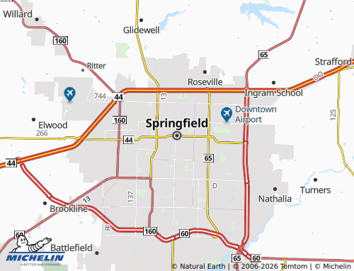 Kaart MICHELIN Springfield - ViaMichelin