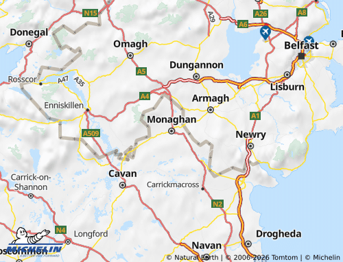Carte MICHELIN Monaghan - ViaMichelin