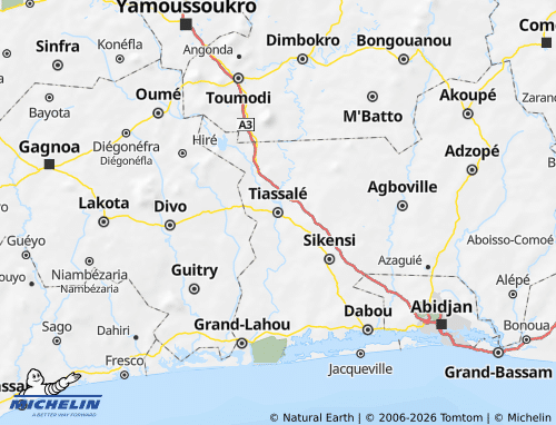 Mapa MICHELIN Tiassalé - ViaMichelin