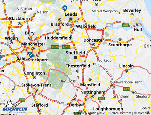 Carte MICHELIN Sheffield - ViaMichelin