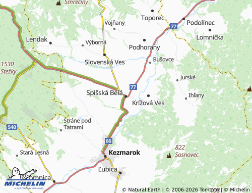 MICHELIN-Landkarte Spišská Belá - ViaMichelin