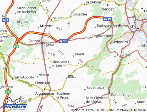 Carte MICHELIN Biozat - ViaMichelin