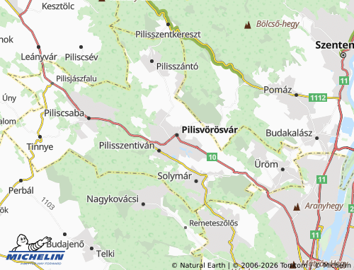 Kaart MICHELIN Pilisvörösvár - ViaMichelin