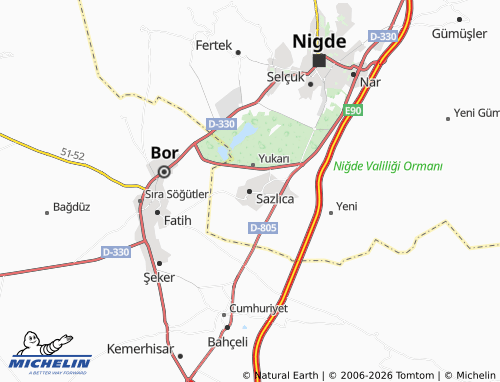 MICHELIN Sazlıca map - ViaMichelin