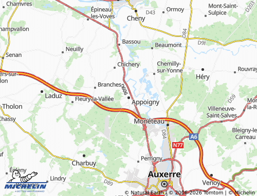 Carte MICHELIN Appoigny - ViaMichelin