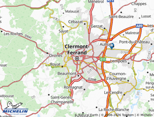 Carte MICHELIN Clermont-Ferrand - ViaMichelin