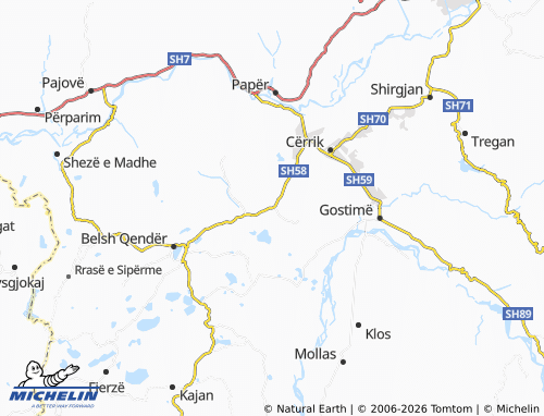 MICHELIN Shalës map - ViaMichelin