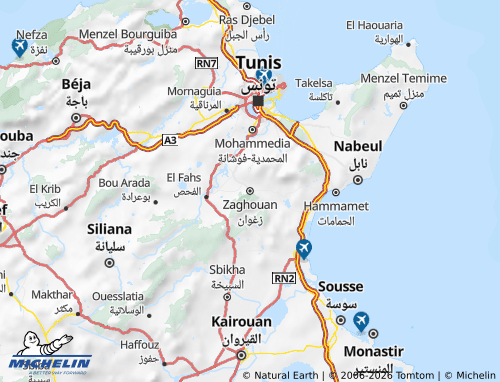 Carte MICHELIN Zaghouan - ViaMichelin