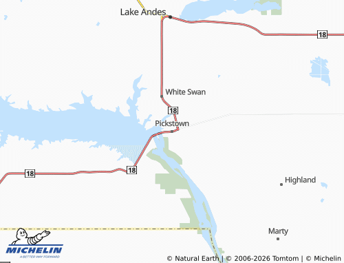 Carte MICHELIN Pickstown - ViaMichelin