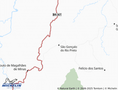 MICHELIN São Gonçalo do Rio Preto map - ViaMichelin