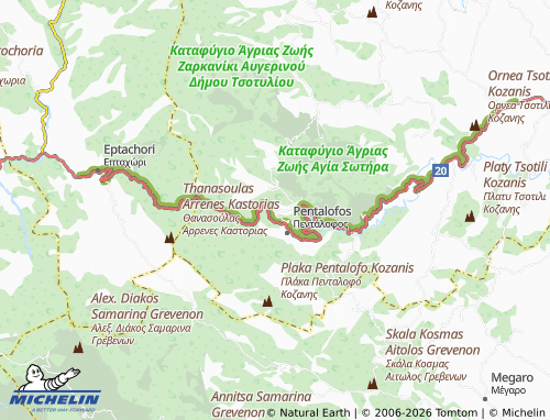 MICHELIN Vythos map - ViaMichelin