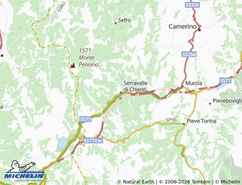 MICHELIN-Landkarte Serravalle di Chienti - ViaMichelin