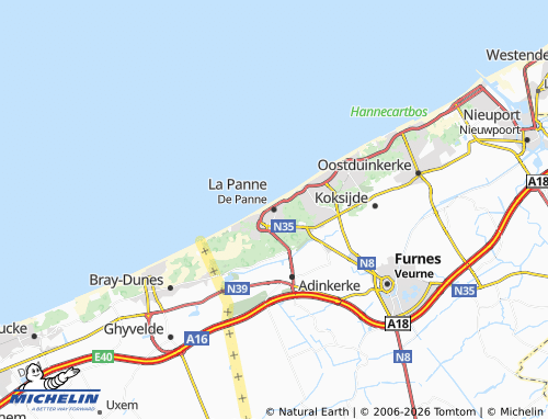 Mappa MICHELIN De Panne - ViaMichelin