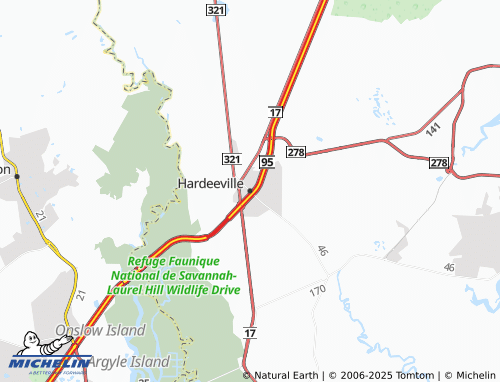 Kaart MICHELIN Hardeeville - ViaMichelin