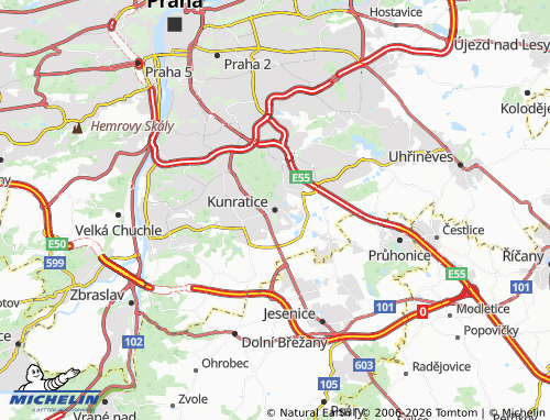 Mapa MICHELIN Kunratice - ViaMichelin