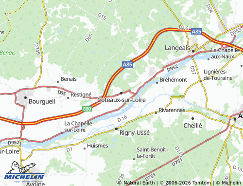 Carte MICHELIN Coteaux-sur-Loire - ViaMichelin